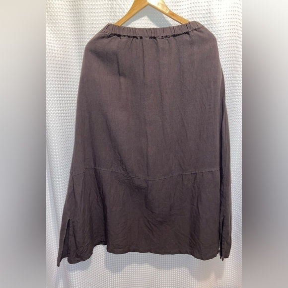 Women’s Asian brand 100%‎ Linen brown elastic waist maxi skirt size small - Picture 2 of 16